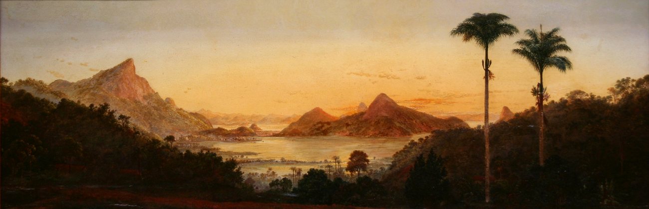 Rodrigo de Freitas lagoon in Rio de Janeiro surrounded by hills and apartment buildings