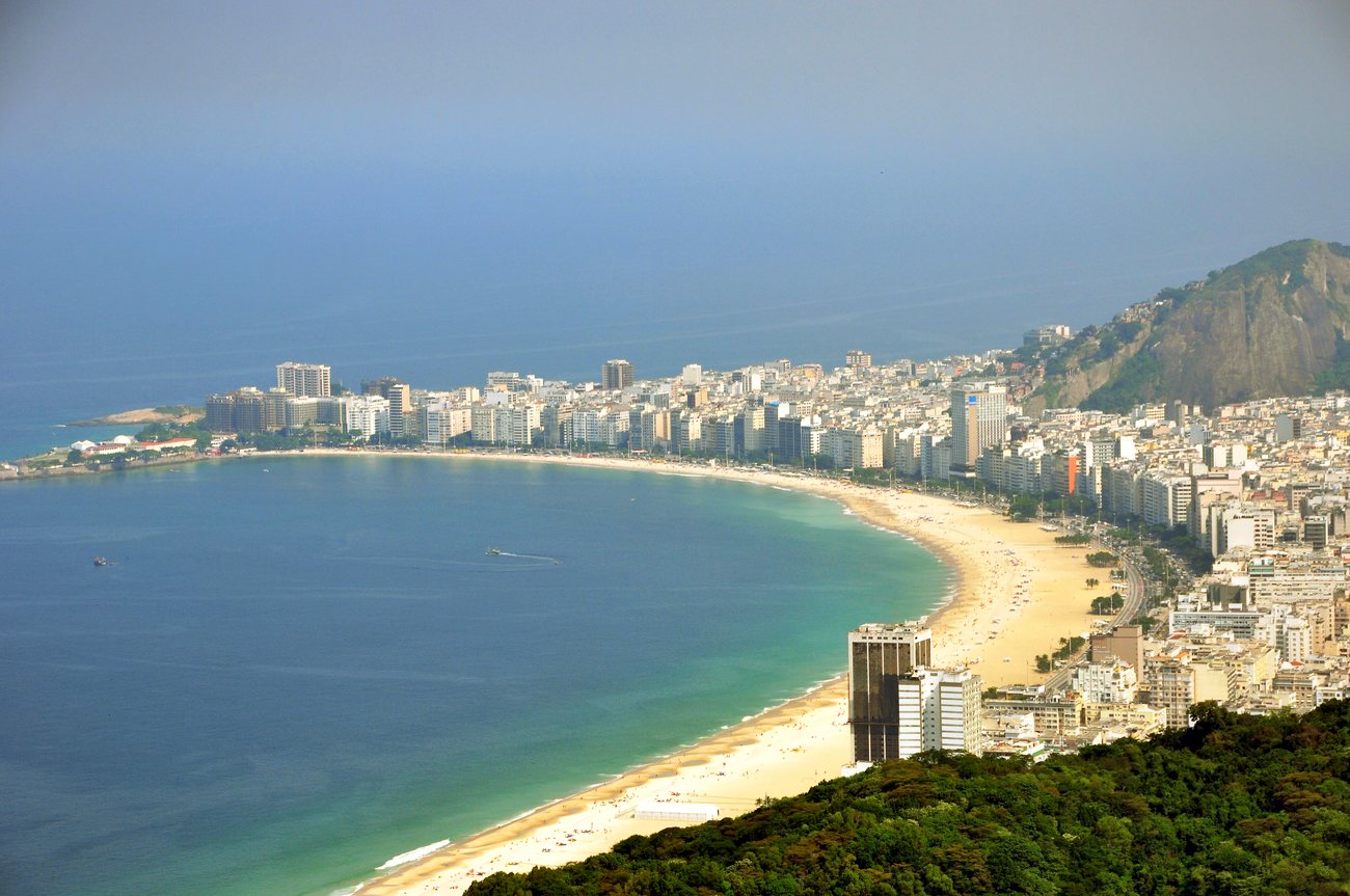 A near-empty Copacabana beachfront on a cool winter morning