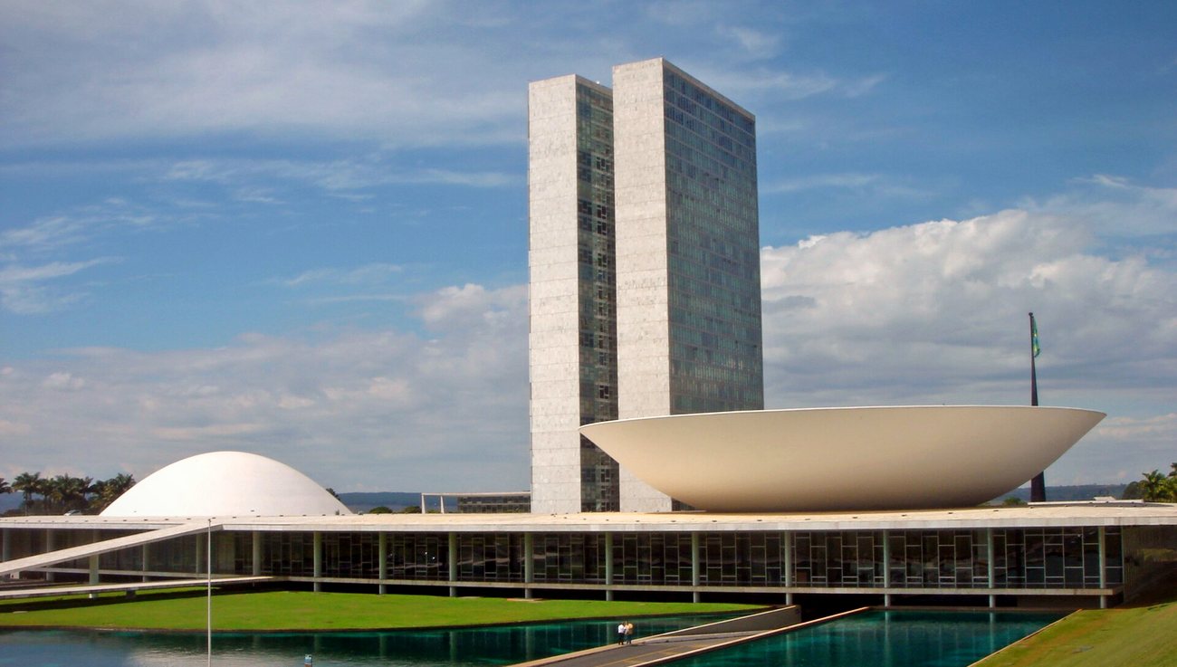 The twin towers and the two domes of Brazil's National Congress building in Brasília