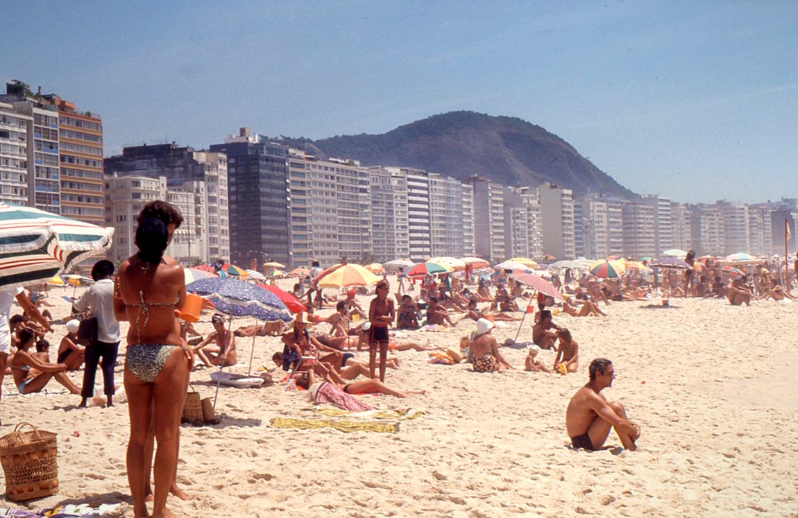Apartment buildings lining Copacabana beach in Rio de Janeiro