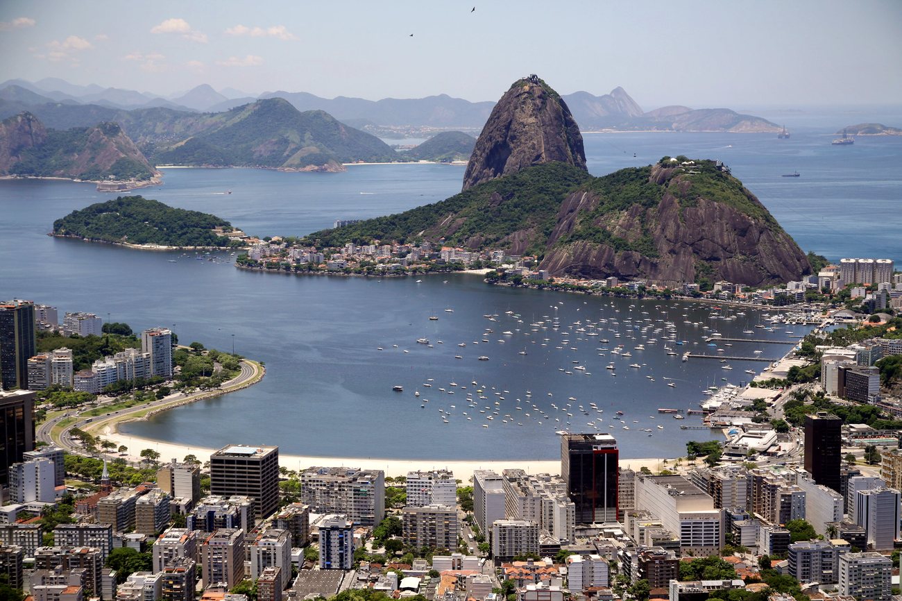 Residential apartment towers in the Botafogo district of Rio de Janeiro with Sugarloaf in the background