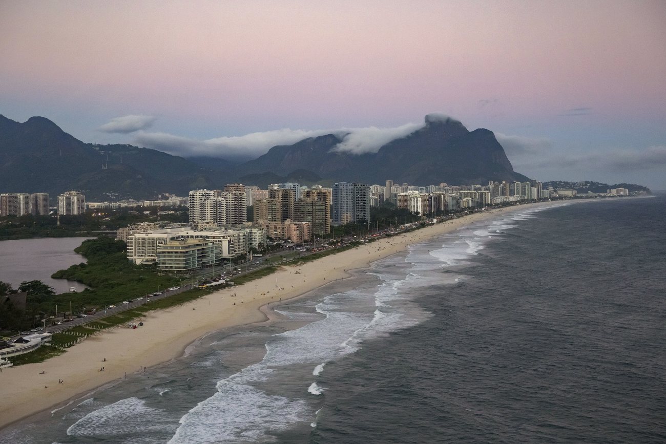 Aerial view of Barra da Tijuca's wide avenues and apartment towers