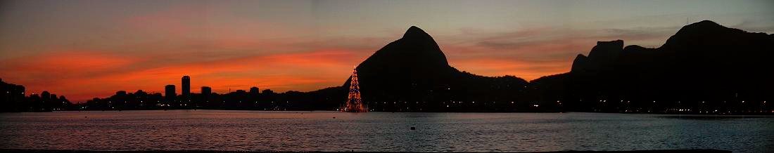The Rodrigo de Freitas lagoon ringed by mountains, bordering Ipanema and Leblon