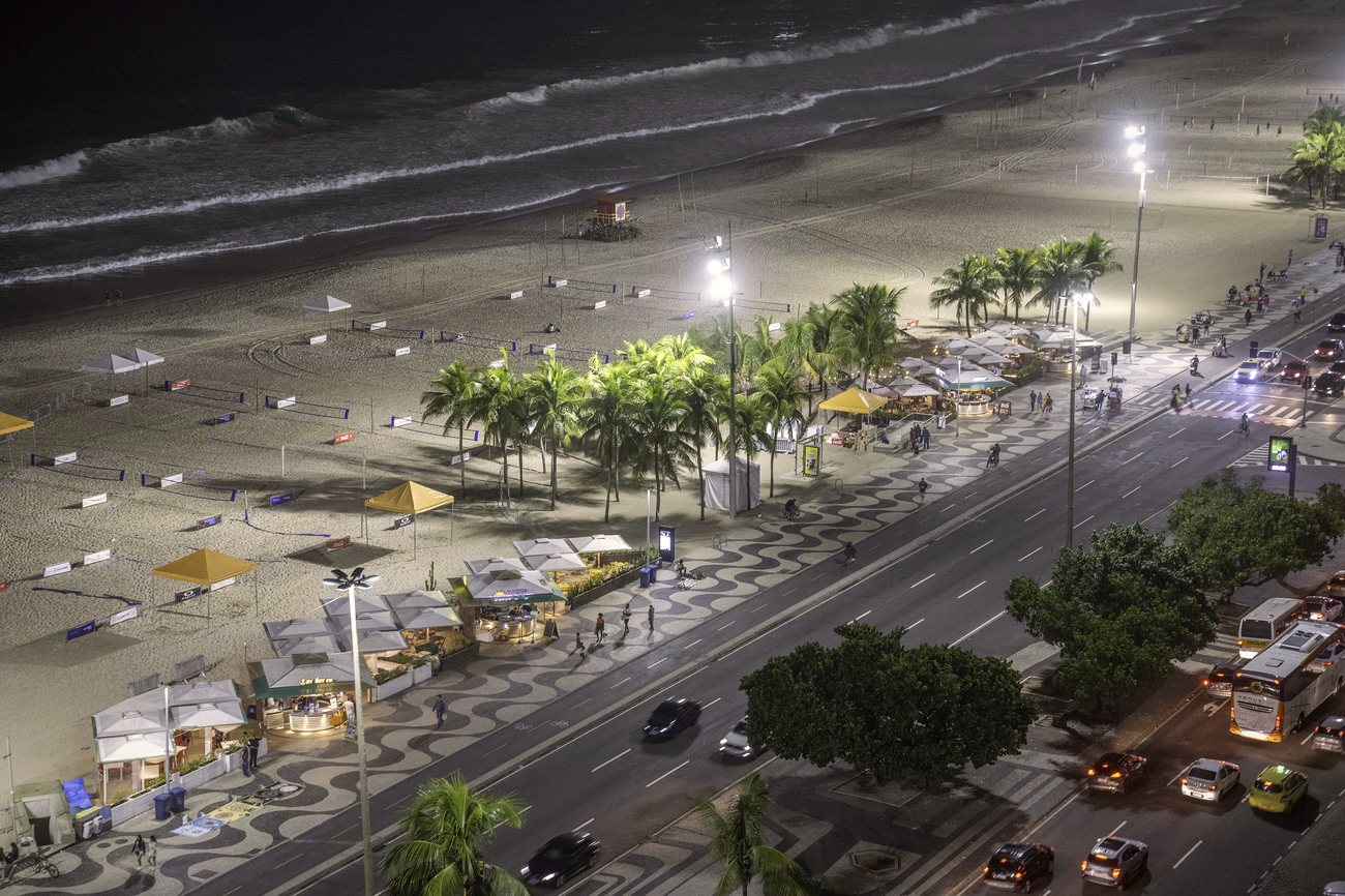 Aerial view of Ipanema beach and apartment buildings in Rio de Janeiro