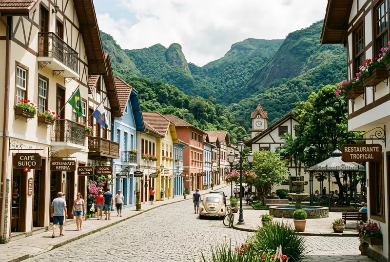 Street scene in Nova Friburgo, Rio de Janeiro state